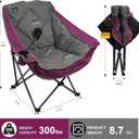 Northroad Oversized Foldable Camping Chair, Outdoor Padded Lawn Chair w/Cup Holder,Carry Bag for Beach, Hiking, and Picnics,Heavy-Duty 300-lbs Capacity, Purple, 22 x 38.58 x 38.97 inches