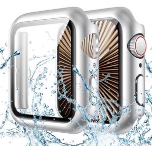 Goton Waterproof Case Compatible for Apple Watch Series 11/10 Screen Protector 42mm, Hard Bumper with Tempered Glass for iWatch 11 Cover 42 mm (Silver)