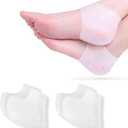 Silicone Heel Protectors, 2 Pairs Gel Pads Cushion for Blister Prevention, Achilles Tendinitis, Dry Cracked Heels, Plantar Fasciitis Inserts, Breathable Cups for Pain Relief, Men and Women
