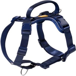 DF Freedom No Pull Martingale Dog Harness, Gentle Control for No Choking, Front Clip Harness with Reflective, Adjustable & Padded Handle for Easy Walking & Training, Navy Blue, 3/4", Chest 22.4"-30.4"