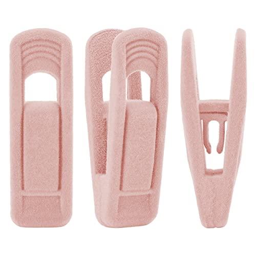 Trgowaul Light Pink Velvet Hangers Clips, Pant Hangers Velvet Clips, Strong Finger Clips Perfect for Thin Velvet Hangers Suit Skirt Pant Clothes Velvet Hangers, Velvet Baby Hangers Clips