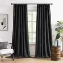 DUALIFE 2 Panels Pinch Pleated Blackout Curtains, Back Tab with Hooks, Extra Long Black Curtains/Drapes 132 Inch Length 11 FT,Thermal Insulated Draperies for Loft,(Black, 2 Panels,40" W x 132" L)
