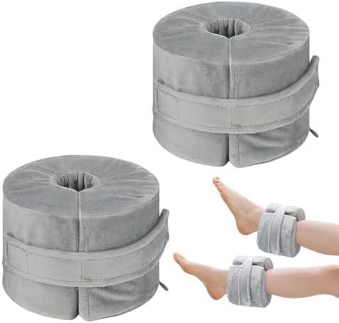 2 PCS Foot Elevation Pillow, Ankle Foam Cushion with Zipper Removable Cover, Wedge Heel Elevation Pillow for Foot Pressure, Bed Sore Ulcer, Feet Leg Rest and Leg Rest Post Surgery (Grey)