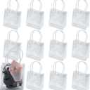 IFAMIO Reusable Clear PVC Tote Bag, 12 Pack Gift Bags with Handle, Transparent Gift Wrap Bags for Merchandise, Small Business, Retail Party, Versatile Display Dimensions