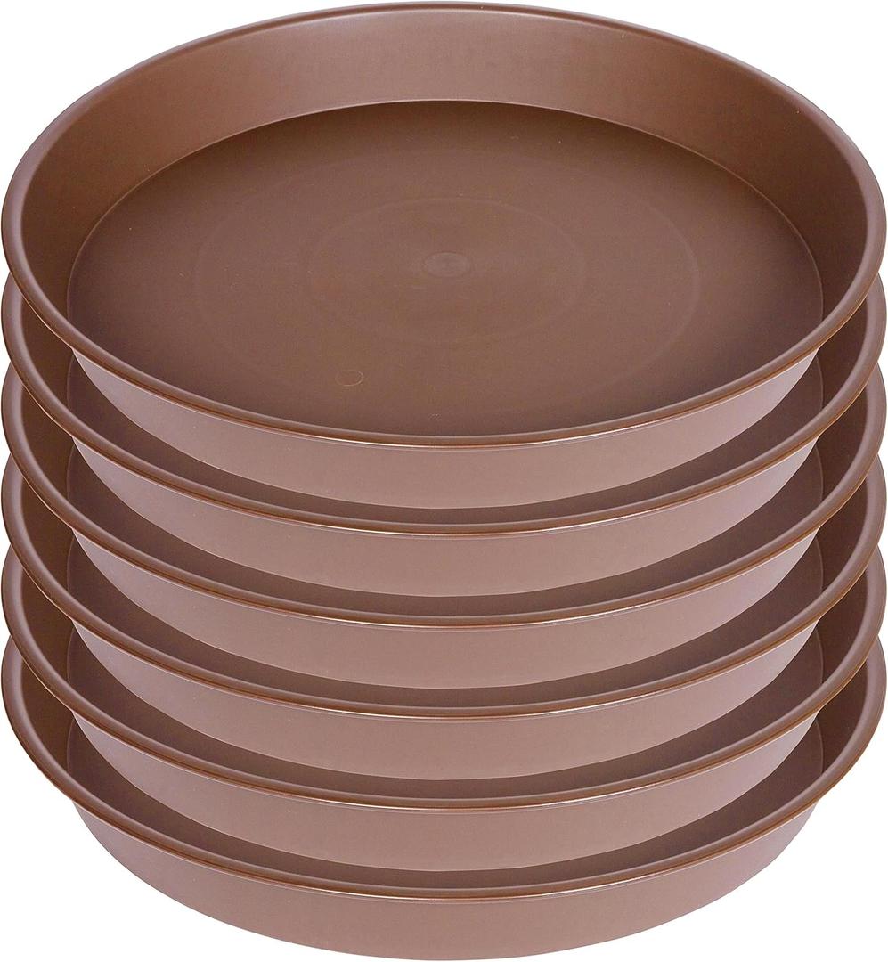 6 Pack of 12 inch Plant Saucer, Heavy Duty Plastic Plant Saucer 12 inch Round, Plant Tray for Pots, Flower Plant Saucers for Indoors, Plant Trays for Planter 10"/11"/12" (12", Chocolate)