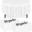 20 Pack White Plastic Table Cloth Disposable for Round Tables, 96 Inch Round Disposable Plastic Tablecloth for Parties, Picnic, Birthday, Wedding, Indoors, Outdoor, Table Cover