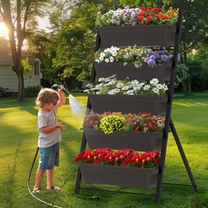 TOREVSIOR 5-Tier Vertical Raised Garden Bed, Vertical Garden Planter with Water Drainage, Elevated Garden Bed for Vegetables Flowers Herbs Indoor Outdoor (Small)