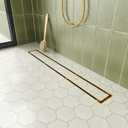 Neodrain 24-Inch Gold Linear Shower Drain with Tile Insert Cover, Golden 304 Stainless Steel Rectangle Shower Floor Drain, Linear Drain with Leveling Feet, Hair Strainer, CUPC Certified
