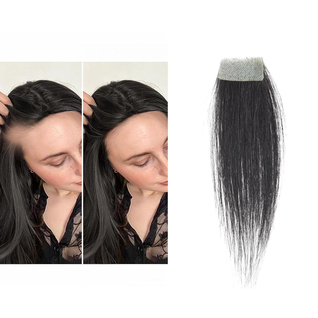 viviaBella human hair bald spot hair patch toupee scar human hair replacement hairline loss straight Tape for men and women (Natural Black, 0.78"*1.57")