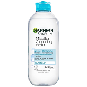 Garnier Micellar Water for Waterproof Makeup, Hydrating Facial Cleanser & Makeup Remover, Suitable for Sensitive Skin, Vegan, Cruelty Free, 13.5 Fl Oz (400mL), 1 Count