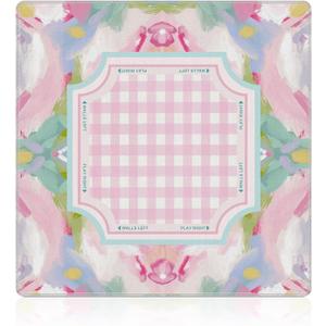 NATSUNO Pink Boho Floral Checkered Mahjong Mat (31.5x31.5), Abstract Watercolor Cottagecore Pastel Non-Slip Noise Reduction Mahjong Table Mat for American Mah Jong Poker Board Card Games Dominoes