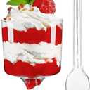 TOFLEN 5 Oz Mini Dessert Cups with Spoons 80 Pcs | Serves 40 | Round Plastic Dessert Goblets Cups for Party Appetizers, Mousse, Pudding, Dessert Shooters Shot Glasses