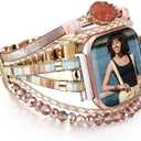 HARAVAL Leather Beaded Bracelet Compatible with Fitbit Versa 4/Versa 3 Bands/Sense 2/Sense Bands for Women Men, Cute Handmade Multilayer Wrap Boho Strap for Fitbit Smartwatch (Pink/Black/Silver/Beige)