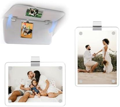 Car Visor Photo Clip Acrylic Magnetic Picture Holder Frame for Sun Visor Car Accessories Adding Family or Personal Photos (2 PCS)