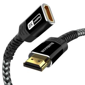 BlueRigger 8K HDMI Extension Cable - 15FT (8K 60Hz, 4K 120Hz, 48Gbps Braided EXT HDMI Extender Cord, Ultra High Speed) - Compatible with HDTV, Laptop, Xbox Series X, Roku, PS5, Chromecast, TV Stick
