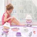 5 Pcs Stylish Set for 17cm Dolls with Fashion Hat ,Water Bottle,Skirt,Shoes and Sweater Outfit Set, Cute Doll Style Accessories Gift(Kawaii,Purple)