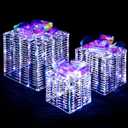  3 Iridescent Christmas LED Lighted Present Box Yard Decoration Set