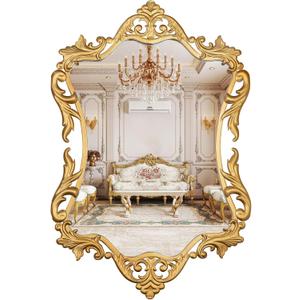 Gold Baroque French Vintage Wall Mirror- 17 * 26.5in Decorative Mirror for Bathroom, Bedroom, Living Room, Hallway