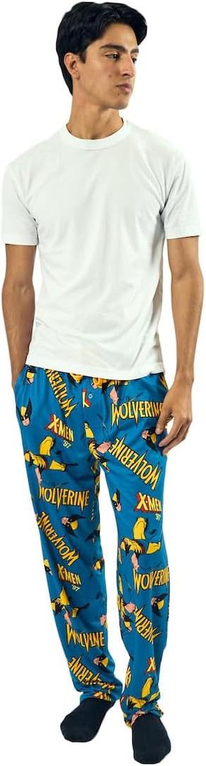 X-Men Wolverine All-Over Print Men's Blue Sleep Pajama Pants (Medium)