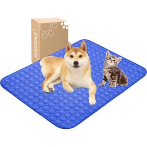 MICROCOSMOS Summer Cooling Mat & Sleeping Pad- Water Absorption Top, Materials Safe, Easy Carry, EZ Clean. Keep Cooling for Pets, Kids and Adults.(Dark Blue, 40" x 28")