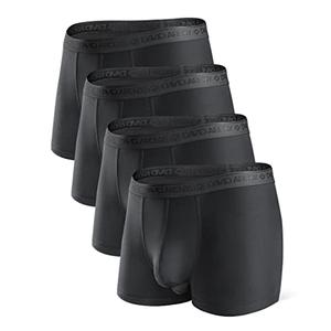 DAVID ARCHY Men's Underwear Micro Modal Dual Pouch Trunks Support Ball Pouch Bulge Enhancing Boxer Briefs for Men 4 Pack(L, Black)
