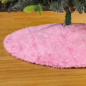 Sattiyrch Faux Fur Christmas Tree Skirt,Pink Xmas Decorations for 5ft Christmas Tree (Pink, 36in)