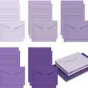 100 Pcs Stationery Lined Stationery Paper and Envelopes Set Includes 50 Letter Writing Paper and 50 Envelope for Office, 5.5 x 8.25 Inch(Purple)
