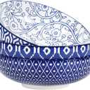 Selamica 9.5" Serving Bowls, 60 OZ Large Salad Bowls Set of 3 for Entertaining Party, Ceramic Bowls for Kitchen, Pasta, Soup, Dinner, Vintage Blue