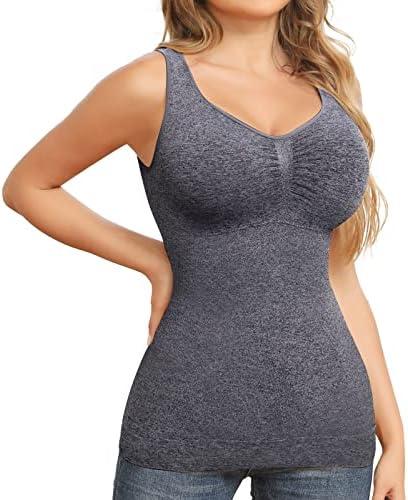 Shapewear Camisoles With Built in Bra Tummy Control Compression Tank Tops for Women Body Shaper Padded Tanks XXL