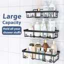 Liuoud 5 Pack Shower Caddy Organizer Rack Shelf for Inside Shower, Adhesive Bathroom Wall Storage Basket Rustproof Stainless Steel Shampoo Holder, Bathroom Accessory Decor Set, Black.