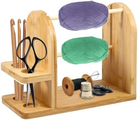 LIQING Yarn Holder for Crocheting Crochet Accessories Crochet Yarn Holders Portable Yarn Holders Double Rotating Yarn Ball Holders for Crochet Handmade Wooden Yarn Dispensers Crochet Gifts