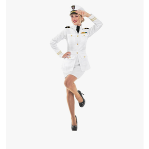 fun shack Boat Captain Costume for Women, Navy Sailor Outfit, Nautical Captain Attire, Perfect for Parties and Events, XXL