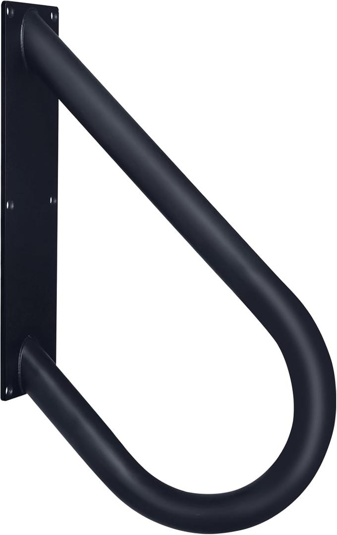 HouseAid Industrial Pipe Handrail for 1-2 Step Stairs, Farmhouse Stair Hand Railing Grab Bars with 1-1/4 Inch Diameter Pipe, Vintage Style U-Shape Safety Handle, Wall Mounted, Matte Black