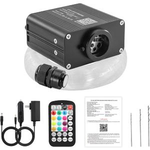Starlight Headliner Kit, 16W Twinkle 600pcs 0.03in 9.8ft Starlight Kit, Compact Size Fiber Optic Star Lights for Car Roof with Bluetooth APP/Remote Control