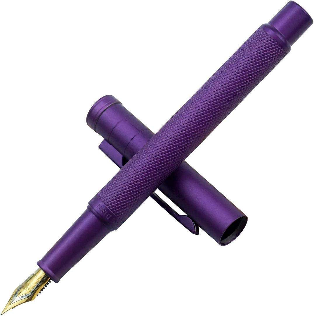 Asvine Purple Forest Fountain Pen Extra Fine Nib Classic Design with Converter and Metal Pen Case Set