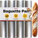 Epar French Baguette Bread Pan for Baking - 15" x 13" Non Stick French Bread Baking Pan - Perforated Long Italian Bread Pan - Baquette Baking Pan Tool - US Company (4 Slots)