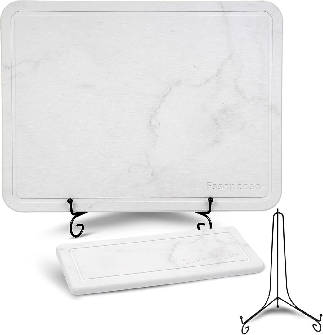 Stone Drying Mat For Kitchen Counter - 11.8" x 15.7" Water Absorbing Stone tray For Sink, Metal Rack and Kitchen Sink Caddy, Diatomaceous Earth Food Grade, Drying Stone For Kitchen counter
