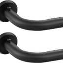 Wrap Around Curtain Rods 2 Pack for 48 to 84 Inches Windows, 1" Heavy Duty Room Darkening Drapery Rod with Sturdy Aluminum Base, Wall Mounted Ceiling Mounted Curved Curtains Rod, Matte Black