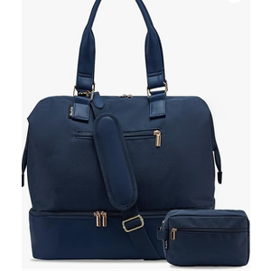 Weekender Bags for Women, Large Travel Duffel Bag with Shoes Compartment, Carry On Overnight Tote Bags with Toiletry Bag (45L, 45L-Navy Blue)