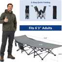 HealSmart Camping Cot for Adults, Heavy-Duty Portable Cot Bed with Mattress, Foldable Padded Sleeping Cots for Camping Travel Tent Day Bed Outdoor & Home Guest, Max Load 500 LBS, 75"x28"x15", Grey
