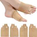 2 Pairs Toe Pads Upgraded, Breathable Big & Little Toes Bunion Cushion Sleeve Comfortable Toe Wraps Elastic Foot Protector Corrector Guards Socks for Day and Night Relief Support Men Women (S)