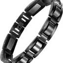 Feraco Mens Magnetic Bracelets, Classic Balck Titanium Stainless Steel Bracelets with Natural Hematite Magnet Stones,Men's Jewelry Gifts,8.66 inch