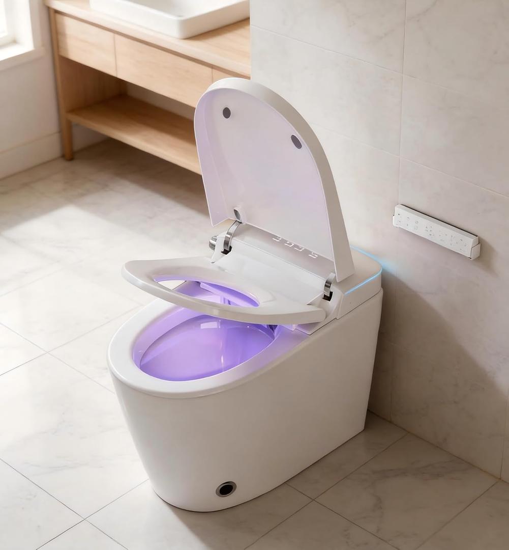 Bidet Toilet, Smart Toilet with ADA Chair Height, MAP 1000g Powerful Flush, Auto Open/Close Lid, Instant Warm Water, Elongated Heated Seat, Foam Shield Deodorization
