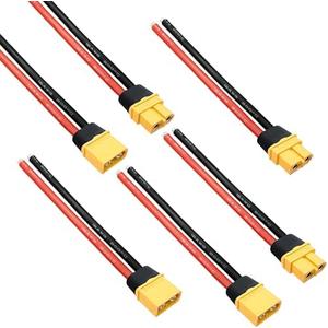 Hiteuoms Amass XT60H Connector Plug Cable - Female and Male (XT60 Upgrade Plug) Connectors Adapter with 12AWG 100mm Silicon Wire for RC Lipo Battery Cable Drone Car Boat (6PCS)