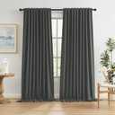 KEQIAOSUOCAI Grey Pleated Curtains 2 Panels Set, Full Blackout Linen Curtain Drapes for Living Room Bedroom 96 Inches Long (72 Inch Wide Each Panel, 1 Pair) Back Tab Rod Loop Pocket