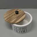 KAYIN Coffee Filter Holder, 78oz Wooden Container with Bamboo Lid, Round Organizer for Filter, Coffee Bar Decor Accessories, 6.3"  6.3"  3.54", White