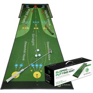 Golf Sloped Putting Mat, 11.2 ft x 3 ft Wide Indoor Practice Green - Realistic Uphill, Downhill & Break Simulation with 31 Paths - Large Training Aid for Distance Control & Green Reading