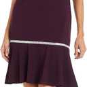 R&M Richards Knee Length Cocktail Dress W/Rhinestone & Bottom Ruffle (Purple) 10