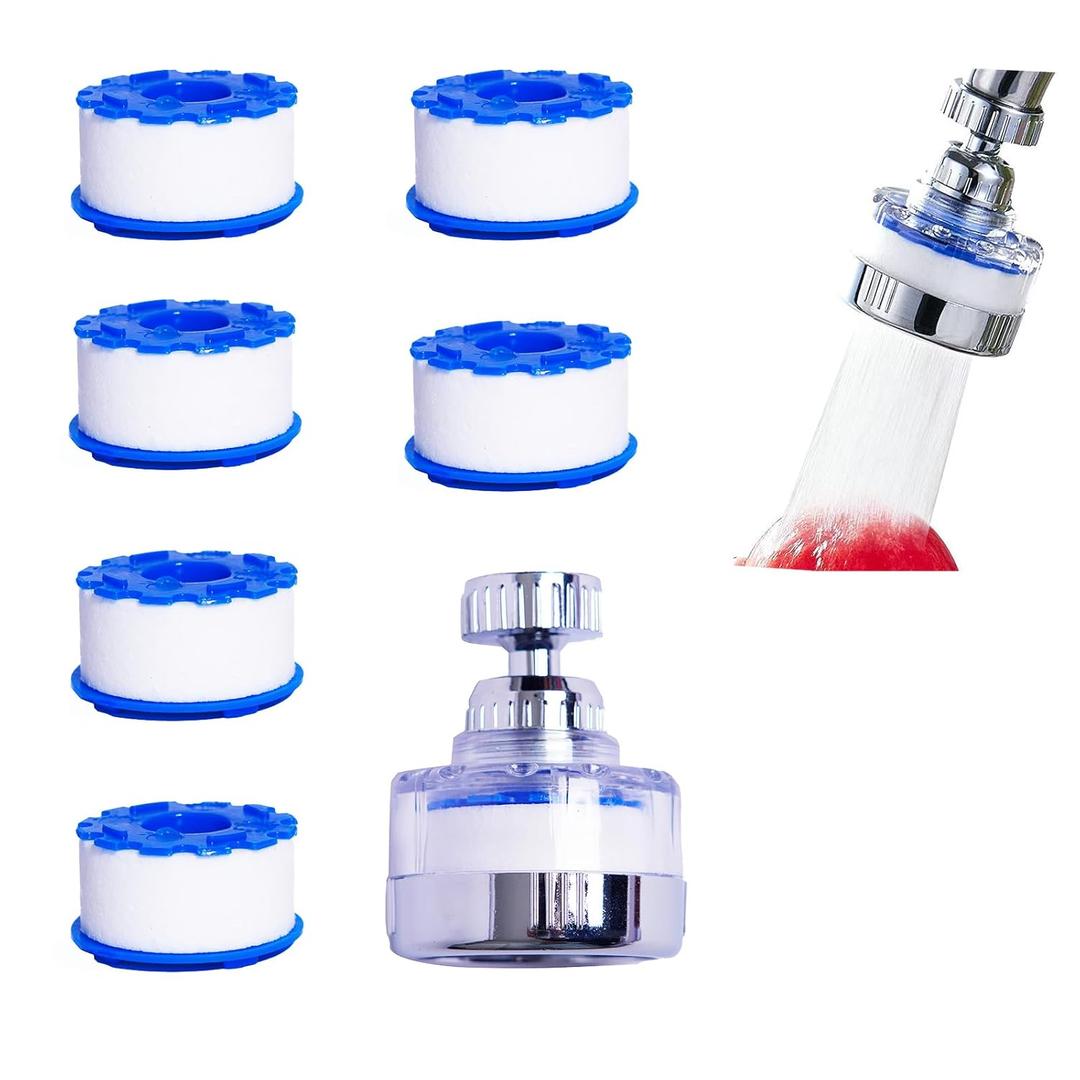 7Pcs Sink Water Filter Faucet with Cartridges Set, Universal 360  Rotating Kitchen Faucet Water Filter Removes Fluoride Heavy Metals Hard Water Compatible with Most Kitchen/Laundry Sink Faucets