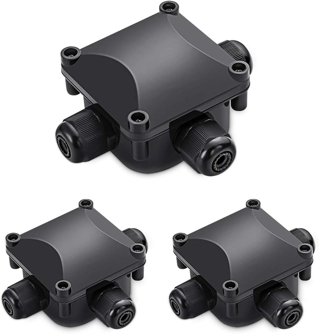 Waterproof Junction Box, IP68, 3-Way Outdoor Cable Connectors,Outdoor/External Electrical Light Junction Box  6mm-10.2mm (3 Pack)